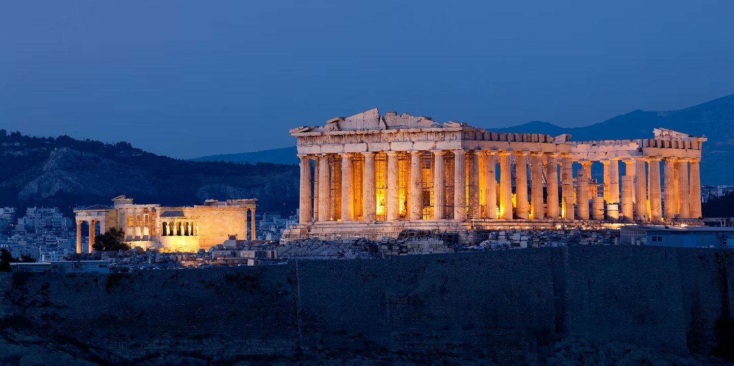 Illuminated Parthenon Night